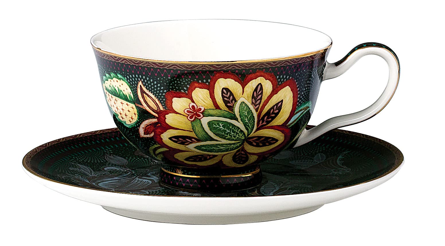 Eplze Vintage Tea Set - Bone China Cup and Saucer, 7.2oz - Elegant Peacock/Flower Series