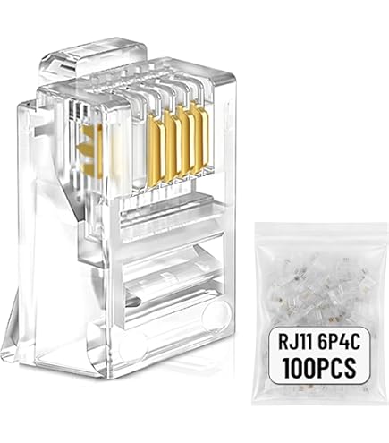 Pack De 100 Conectores Modulares RJ12 6P6C Para Cable Plano, Contactos Chapados En Oro Y Sin Apantallar, Ideal Para Telecomunicaciones Y Teléfonos