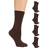 LAETAN Women's Cotton Crew Socks, Plain Color, Regular Fit | Soft Casual Socks for Trouser | Shoe Size: 6-9/9-12 (4 Pairs)