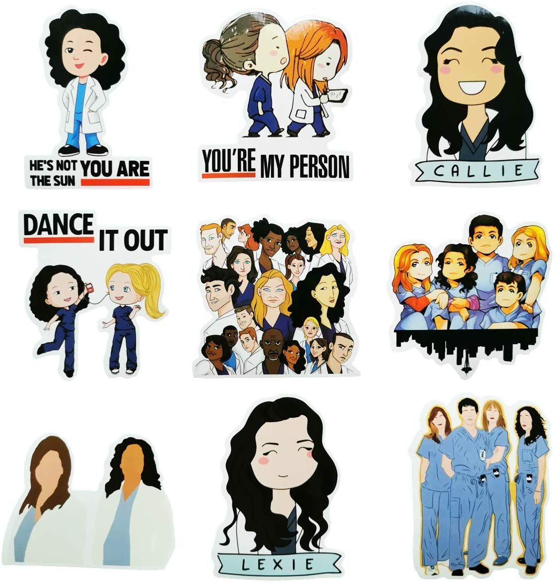 50pcs Grey\'s Anatomy TV Show Fans Stickers-Funny Waterproof Vinyl Stickers for Laptops, Hydro Flasks,Water Bottles,Computers,Phone,Skateboard