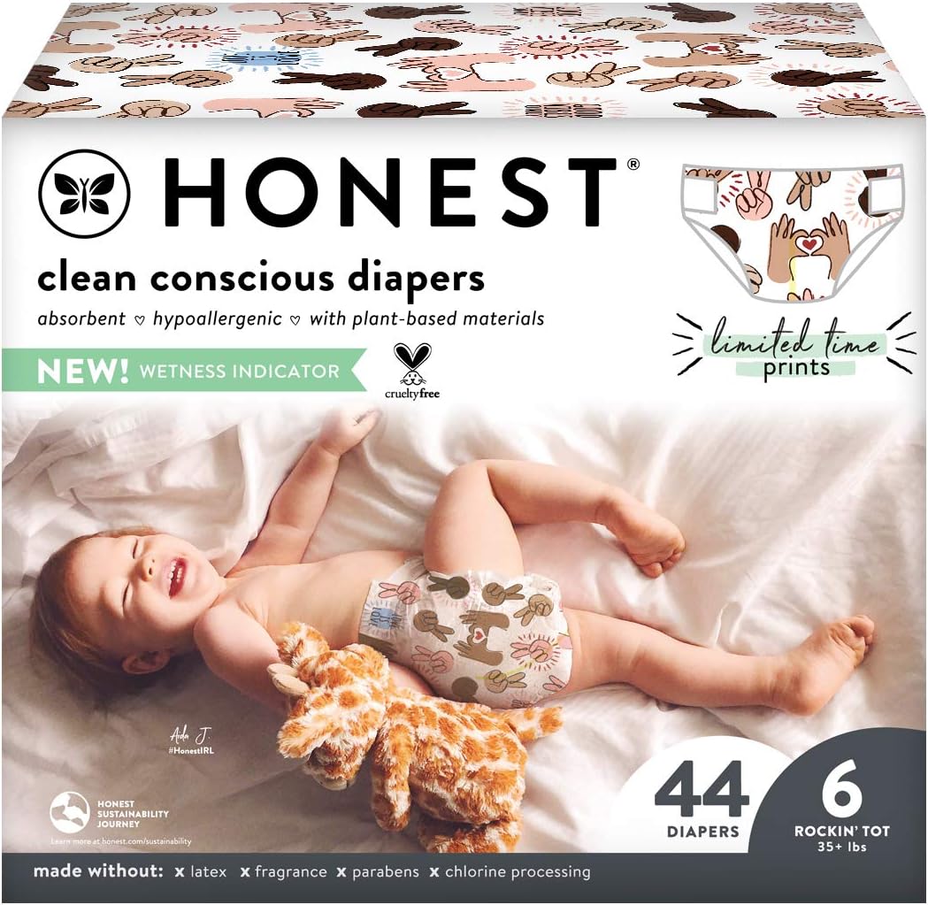 The Honest Company, Club Box, Clean Conscious Diapers, Spring Seasonal - Peace by Peace, Size 6, 44 Count: Health & Personal Care