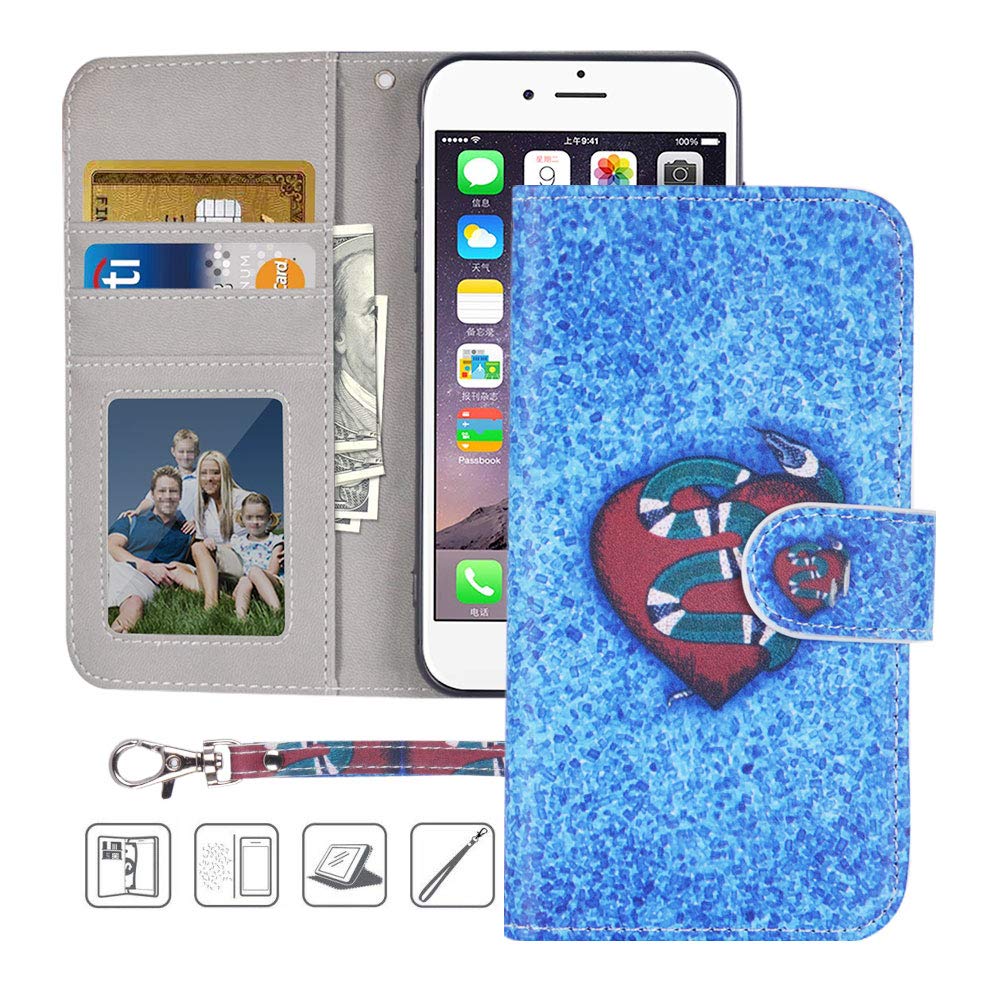 iPhone 6S Plus Wallet Case,iPhone 6 Plus Wallet Case,MagicSky Premium PU Leather Flip Folio Case Cover with Wrist Strap,Card Slots,Cash Pocket,Kickstand for Apple iPhone 6S Plus/6 Plus(Snake)