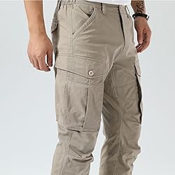 Plaid&Plain Men's Cargo Pants Slim Fit with