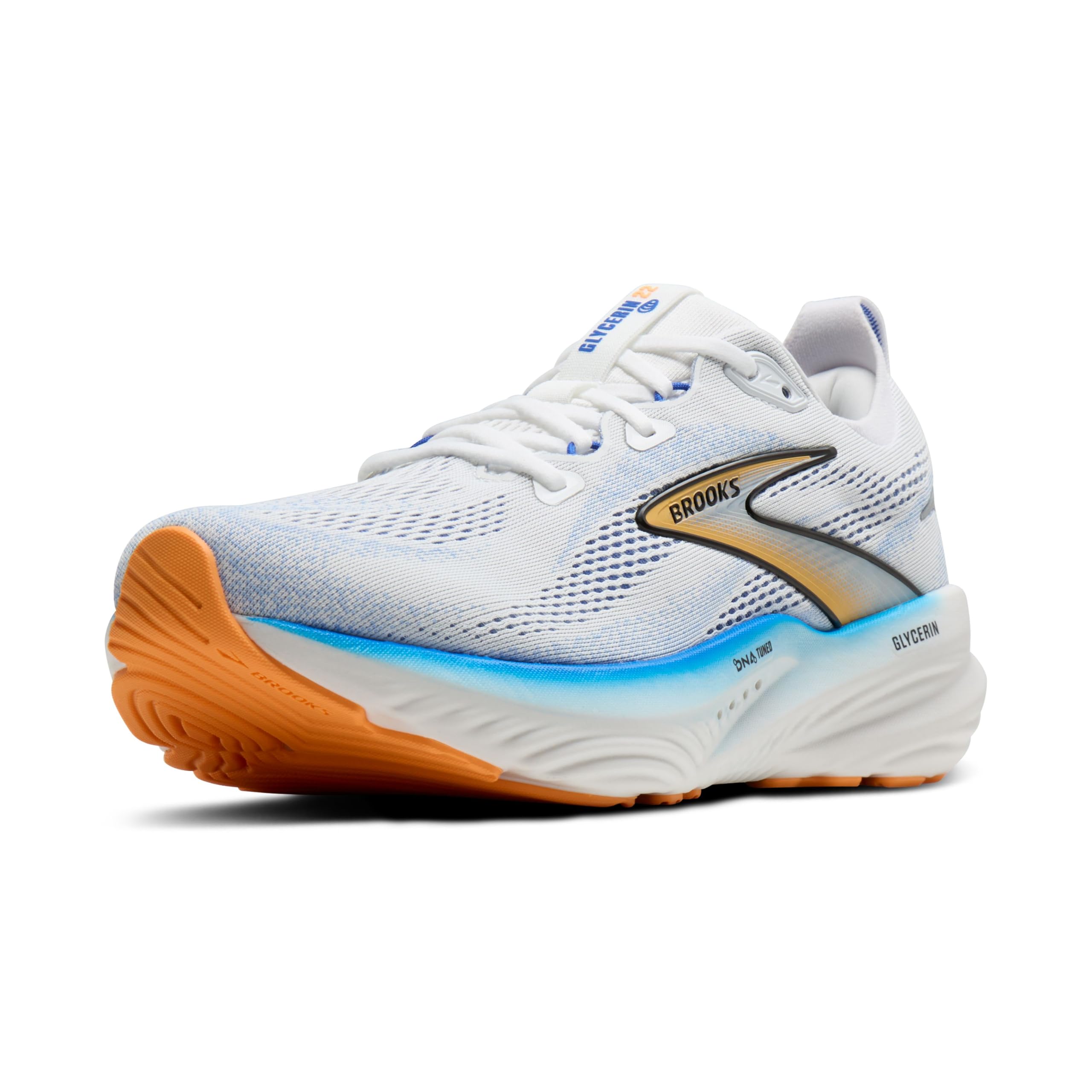 Brooks Men’s Glycerin 22 Neutral Running Shoe - White/Cobalt/Orange - 13 Medium Image