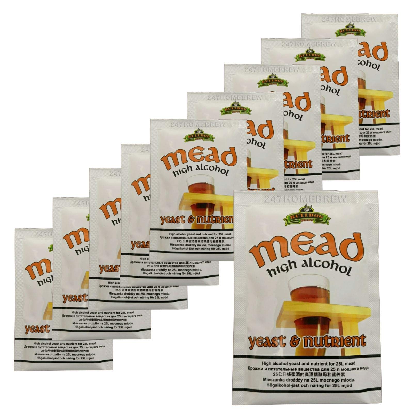 10x Bulldog Mead Yeast & Nutrient High Alcohol 28g for 20-25L