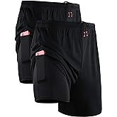NELEUS Men's 2 in 1 Running Shorts with Liner,Dry Fit Workout Shorts with Pockets