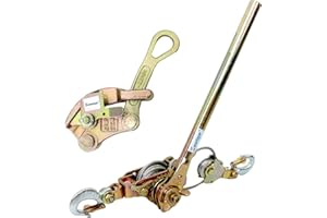 SENOTOYAR Zipline Tensioning Kit, Come Along Winch 4400lbs with Cable Grip Steel Wire Puller Tools& 2 Hooks, Portable Steel Cable Puller for 3/16" to 1/2" Cable, Cable Winch Puller