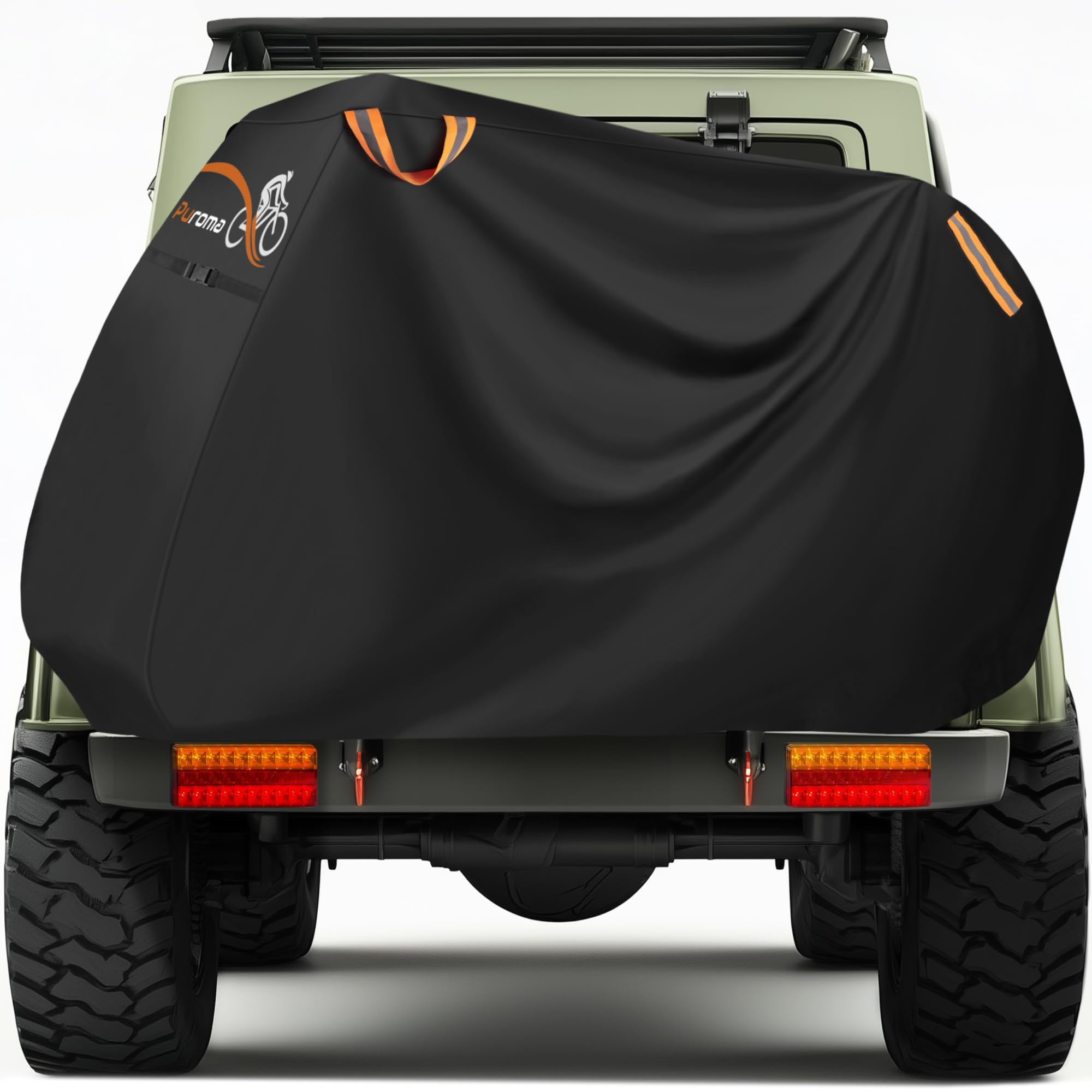 Photo 1 of Puroma Bike Cover for Transport on Rack, 600D Waterproof Outdoor Storage Bicycle Covers for 2 Bikes on Rear Bike Rack, Heavy Duty Rain Sun UV Dust Wind Proof with Lock Hole for Car Hitch Travel