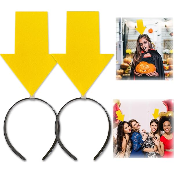 Kisangel 2pcs Funny Arrow Headbands - Yellow Novelty Hair Hoops For Halloween, Birthday & Costume Parties