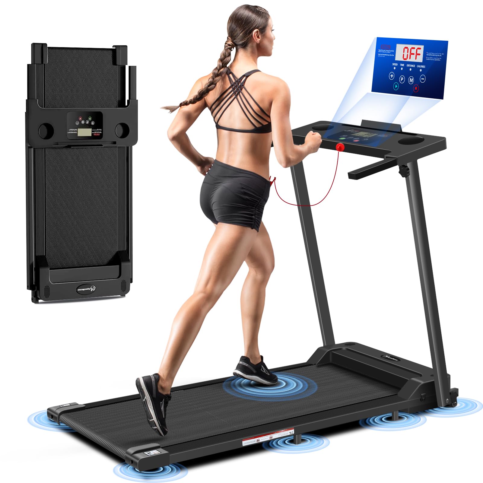 Photo 1 of ** VERY USED/ FUNCTIONAL** Walking Treadmill Pad, Portable Desk Treadmills for Home Small, Foldable Mini Treadmill with Handle Bar, Office 300 lb Cap for Small Spaces, Folding Compact Treadmills for Home Clearance