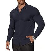 COOFANDY Stretch Mens Dress Shirts Wrinkle Free Long Sleeve Dress Shirt Muscle Fit Button Down Shirt