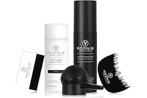 ADONIS GROOMING PRODUCTS COMPLETE SET 5-in-1 ADONIS Hair Fiber Kit - All Natural Keratin Hair Fibers (Black), Hair Fiber Holding Spray, Hairline Spray, Hair Fiber Spray, Hair Fiber Applicator, Hair Fibers For Thinning Hair.