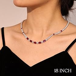 FANCIME Sterling Silver Created Ruby Tennis