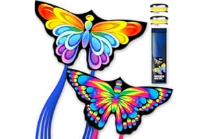 Doinfly 2 Pack Butterfly Kites, for Kids and Adults, Easy to Fly for Beginners, 55" x 27" with Vibrant Print and Winder, Perfect for Beach, Park, Backyard Flying & Family Outdoor Activities