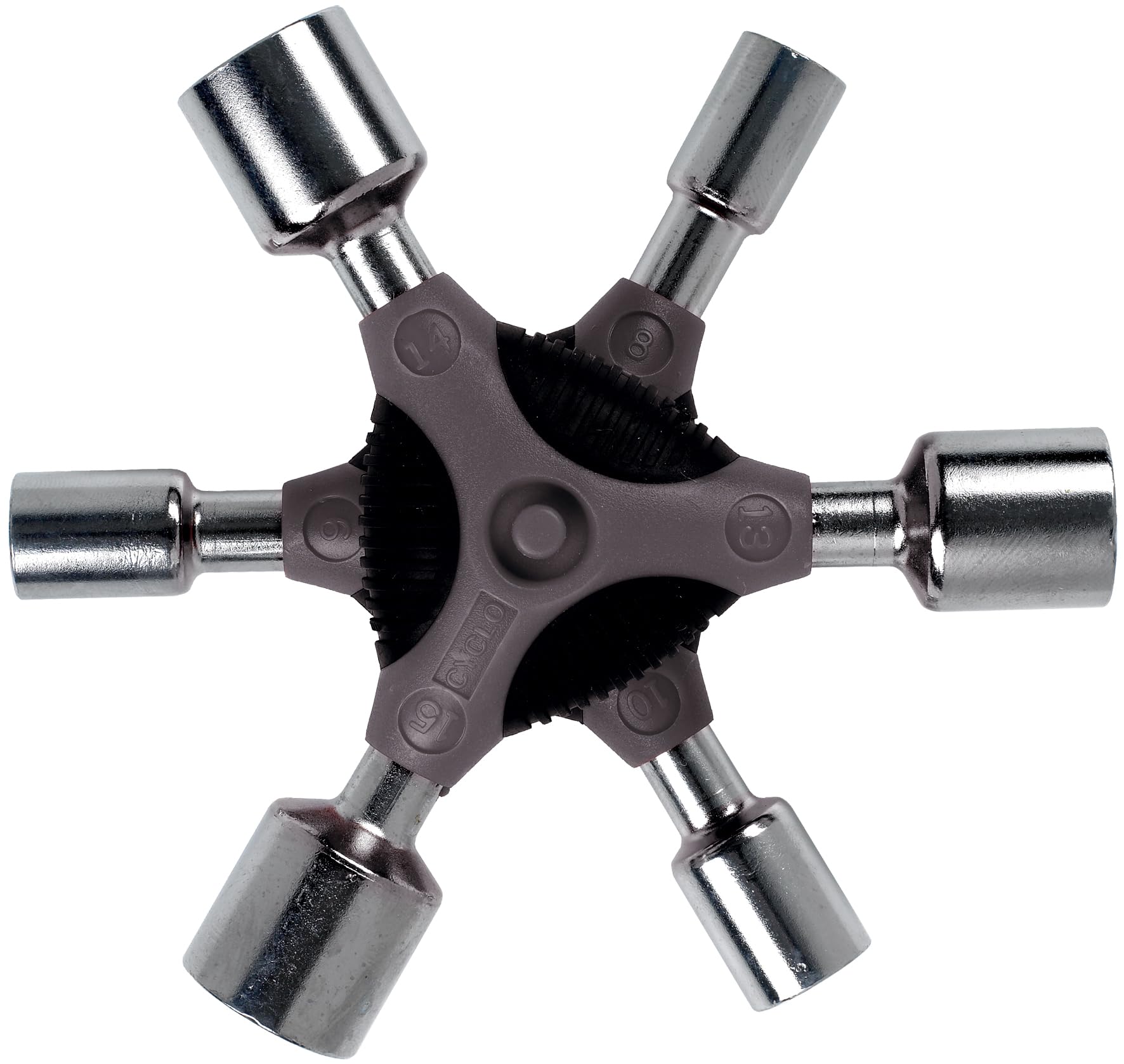 WELDTITE Cyclo Pro-series Mini ‘Y’ Bike Socket Wrench Set - Sizes 8, 9, 10, 13, 14, 15 mm - Wrenches Chrome Plated with Hardened Sockets, Grey