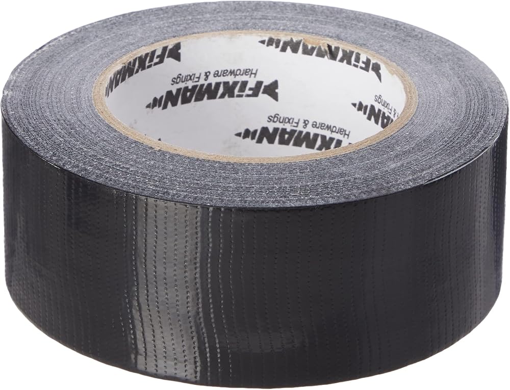 Fixman 188845 Heavy Duty Duct Tape 50mm x 50m Black Cloth Waterproof Strong