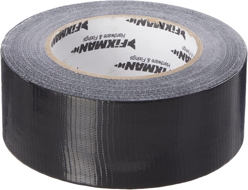 Fixman 188845 Heavy Duty Duct Tape 50mm x 50m Black Cloth Waterproof Strong