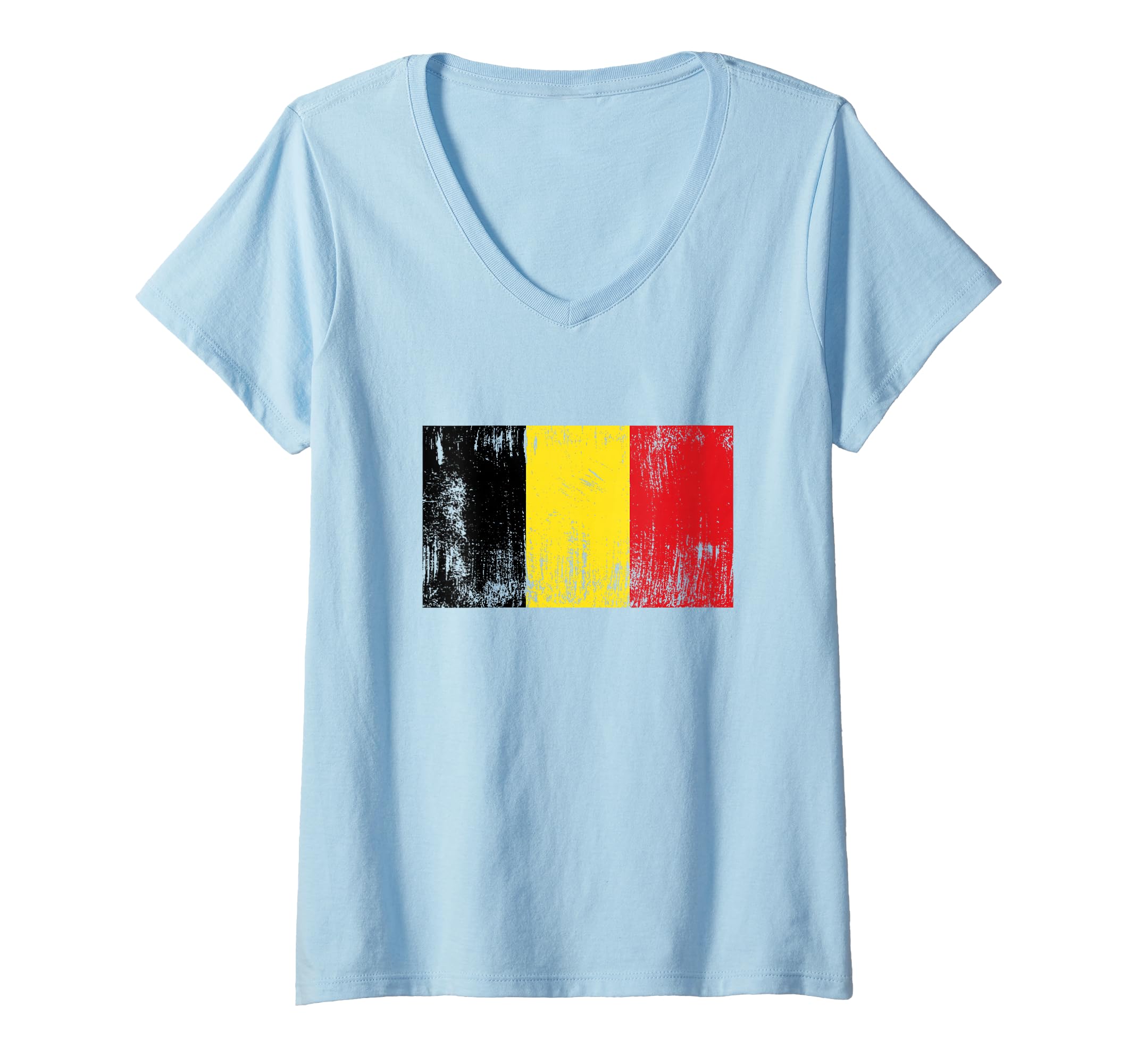 Womens Vintage Belgian Banner Fan Belgium Flag Retro V-Neck T-Shirt