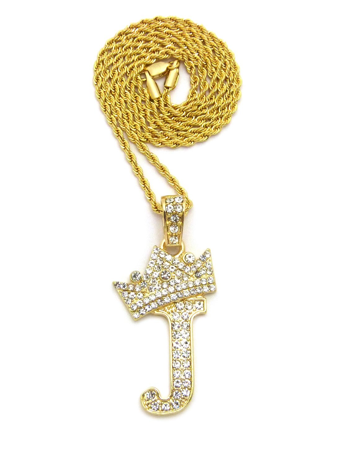 King Crown Alphabet J Pendant 24 