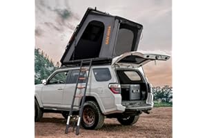 SAN HIMA Sanhima Rooftop Tent Hard Shell - Hotham Overland Aluminium Roof Top Tent w/Larger Space, LED Strip Light & Skyview Window, 2” Thick Mattress, for Car SUV Truck Camping, 2-3 People Tent