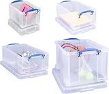 Really Useful Box Storage Pack 4: 48L 12L 9L 3L Clear PP