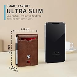 RUNBOX Mens Slim Wallet with Money Clip RFID