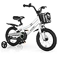 GYMAX 14”/16"/18" Kids Bike for 3-5/4-7/4-8 Years, Childrens Bicycle w/Removable Training Wheels, Basket & Dual Handbrake, Toddler Bike for Boys Girls