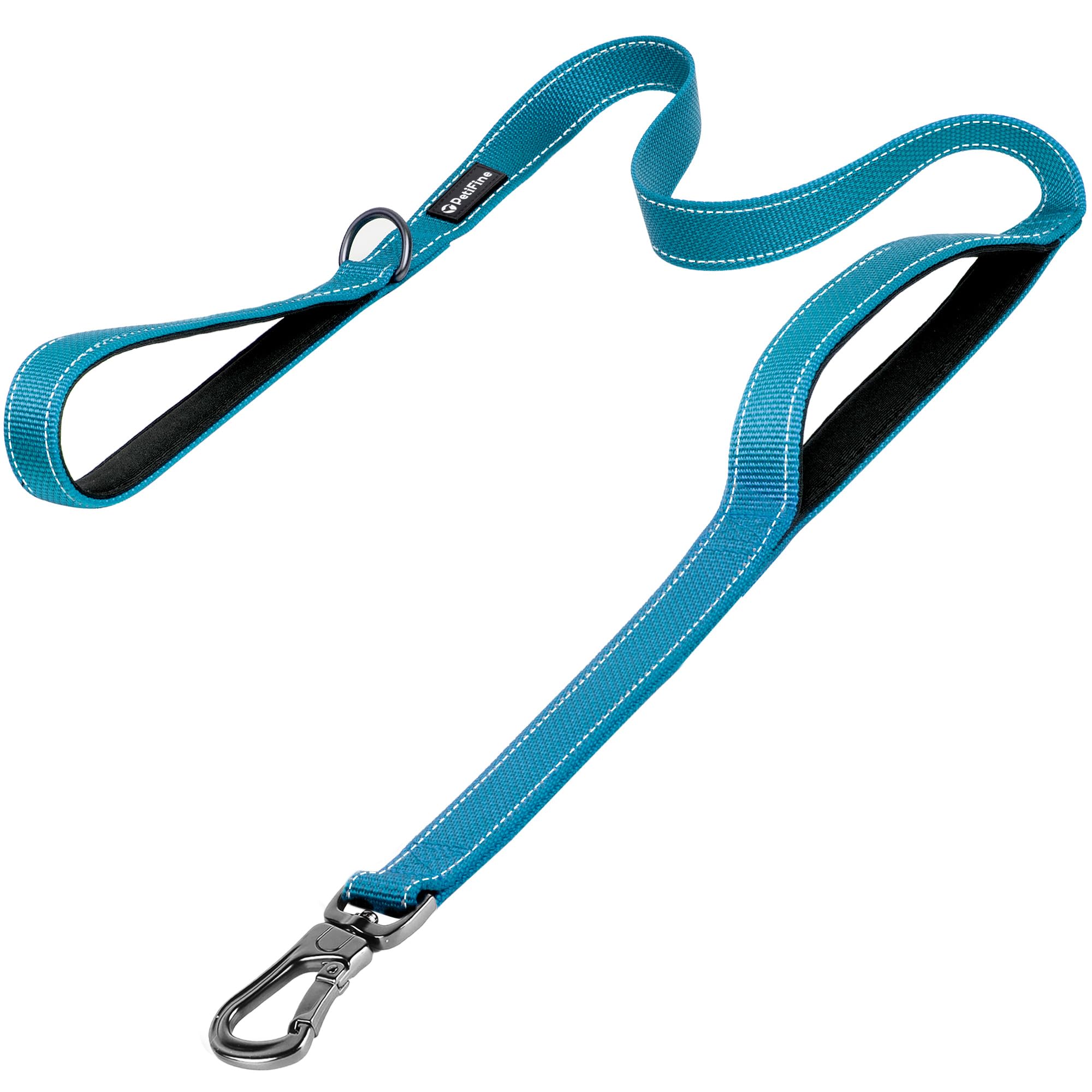 PetiFine 5 FT Reflective Dog Leash with Comfortable Dual Padded Handles for Control Safety Training, Walking Lead for Small Medium Large Dogs(Blue) — image 1