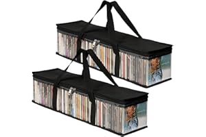 2 Pack DVD Storage Bags, Portable Media Organizer Bag with Handles, Transparent PVC Storage Bags, Easy Access, Large Capacity