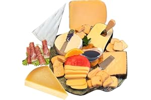 GiftWorld Cheese Gift Basket – Gourmet Food Gift Basket with Smoked Gouda, Brie, Parmesan, and Prosciutto Mozzarella, Charcuterie Food Basket with Cheese Knife, Christmas Gift Baskets, Food Gifts for Business, Thinking of You, Sympathy and Family Gatherings