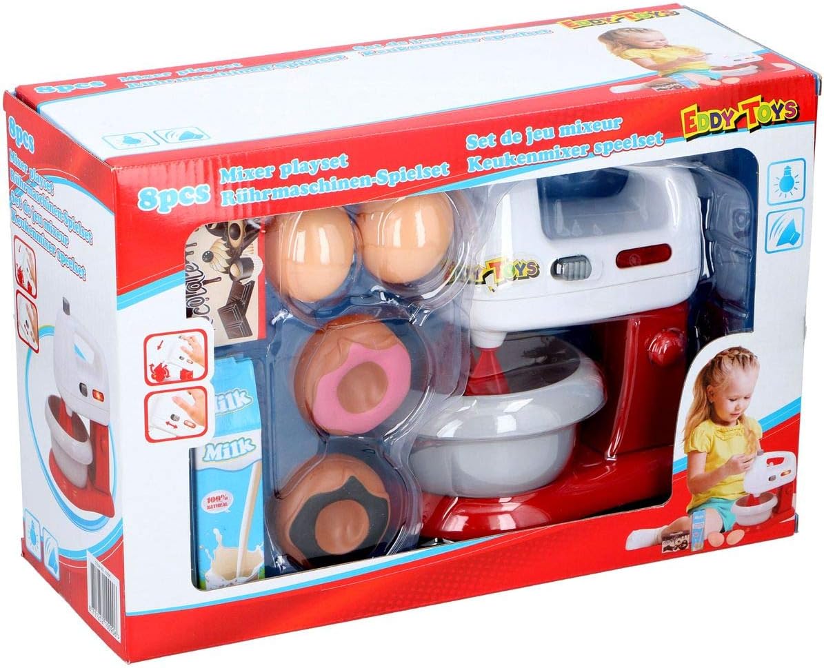 Eddy Toys 8 Piece Set Electric Mixer Toy Set With Light And Clay Milk Eggs Cake Chocolate Kitchen Appliances Home Appliances Kids Mixer Amazon De Spielzeug