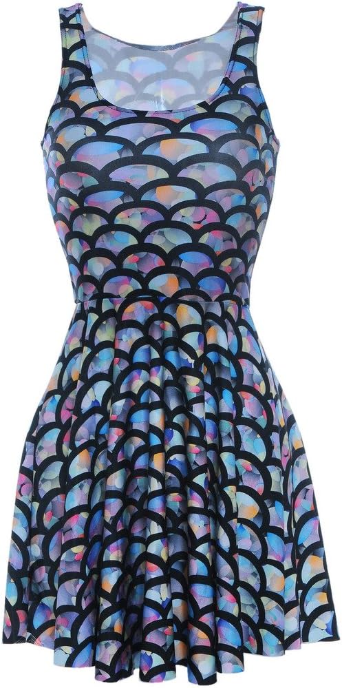 Sister Amy Women's Printed Elastic Sleeveless Breathable Camisole Skater Dress