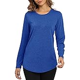 Smile Fish Womens Crewneck Long Sleeve Shirts Loose Fit Dressy Casual Fall Long Tee Tunic Tops
