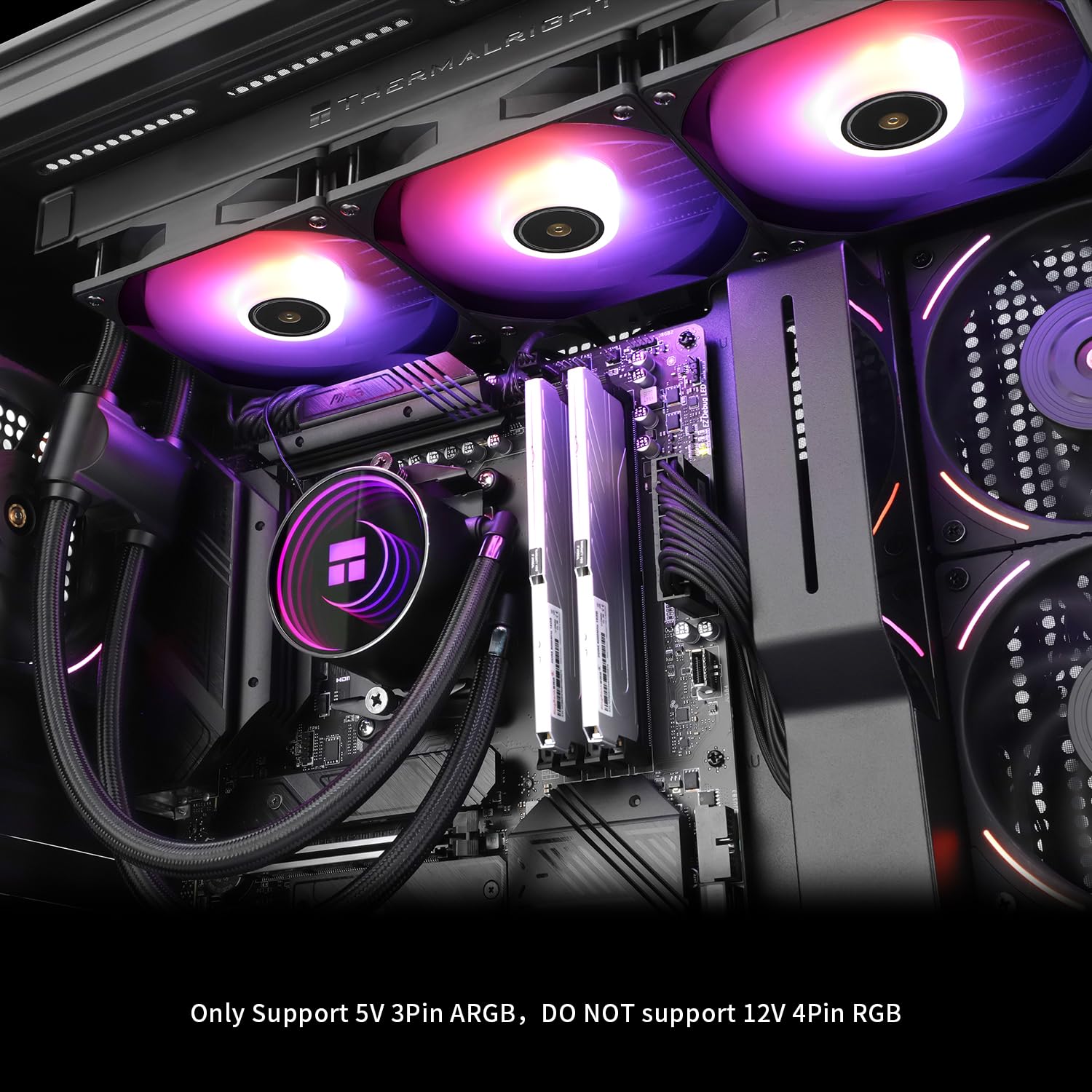 Thermalright Frozen Notte 360 Black ARGB V2 Water Cooling CPU Cooler, 360 Black CPU Cooler Specifications, 3×120mm PWM Fans, S-FDB Bearings, Suitable for AMD/AM4, Intel LGA 1700/1150/1151/1200/2011