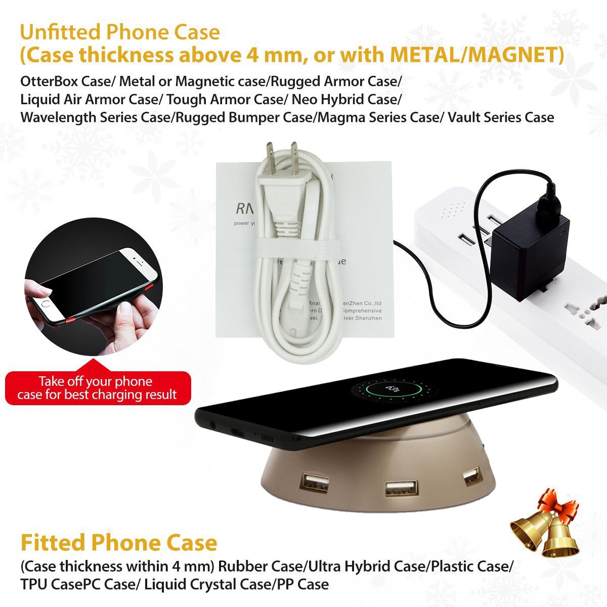 Q1T5 Wireless Charger with 6 USB Charging Match All Phone Models QI Wireless Charging (6 USB + Wireless Charger with 2 Surprise Gifts)