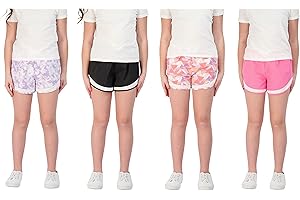 Hind Kids Girls 4-Pack Athletic and Running Activewear Shorts