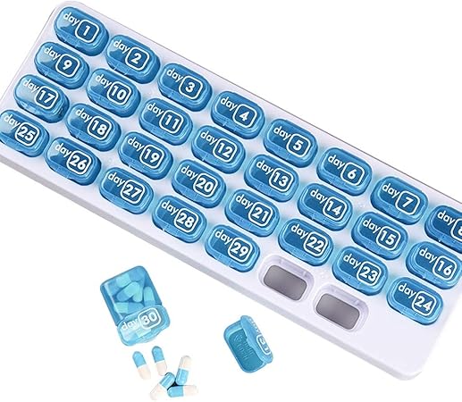 MTYX Caja de pastillas, Una semana con una pequeña caja de pastillas Kit de 31 rejillas