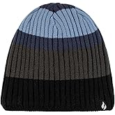 HEAT HOLDERS Men's Grayson Rib Stripe Hat - Thick, Soft & Warm Hat for Men - Cold Weather Gear | Black/Blue/One Size
