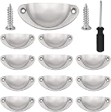 Vandicka 12 Pcs Silver Half Moon Shell Cup Pull Handles 65mm Center view 1
