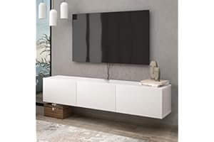 ATELIER MOBILI THE LEADER OF THE INTERCHANGEABLE FURNITURE Atelier Mobili White Floating TV Stand, TV Stand up to 75 Inch TV, Floating TV Stand Wall Mounted, Floating Entertainment Center, Floating Shelf for Under TV, Floating TV Console