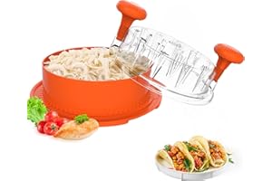 EOAOD Chicken Shredder, 2025 Pro Chicken Breast Shredder Tool Twist Large, Visible Meat Shredder Machine with Widened Anti Slip Mat Fix, Suitable for Tocas, Buffalo Chicken Dip, Dishwasher Washable(Orange)