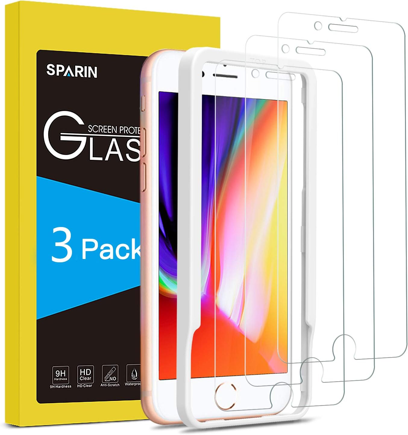 SPARIN [3 Pack] iPhone 8 Plus / 7 Plus Screen Protector, Tempered Glass