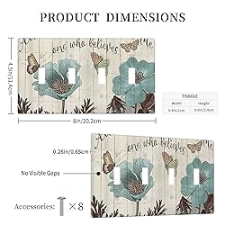 Teal Tulip Rustic Floral Wood Flower Quad Toggle