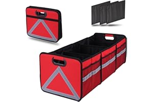 Homeve Large Collapsible Trunk Organizer with Multi Pockets, 3 Compartments Storage Organizer for Car, SUV, Minivan…