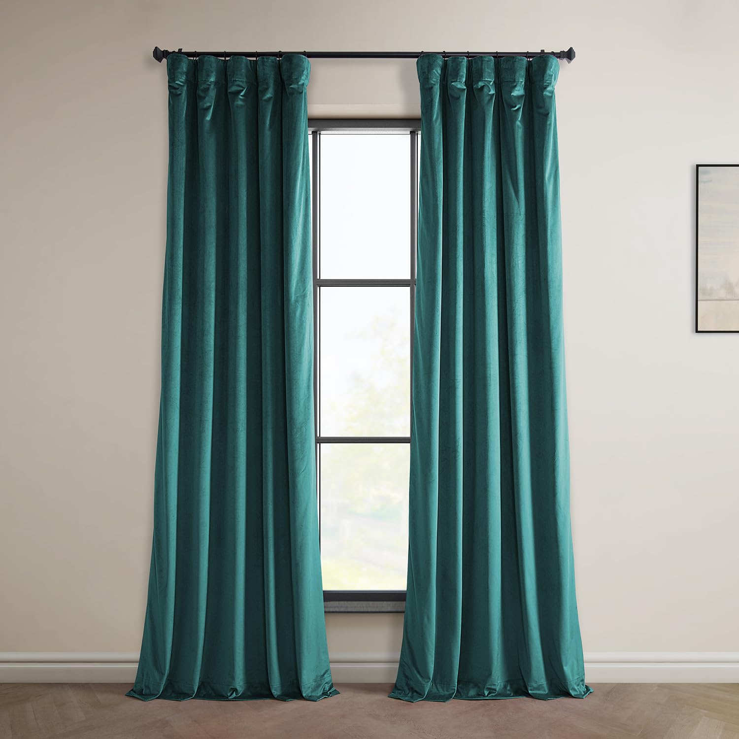 HPD Half Price Drapes Heritage Plush Velvet 96 Inches Long Darkening Curtains for Bedroom & Living Room 50W x 96L, (1 Panel), Deep Sea Teal, 50" W x 96" L (Pack of 1) — image 1
