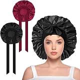 ACWOO Satin Bonnet Wrap 2 Pcs Silk Night Cap with Elastic Band Hair Care