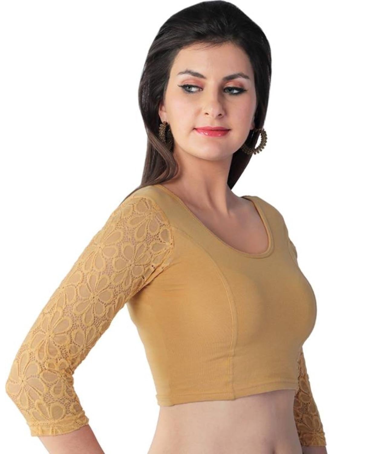 fressia fabrics women's stretchable readymade saree blouse crop top choli