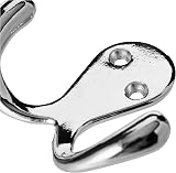 Merriway BH04887 Twin Robe Hook Chromed Pack of 2 Wardrobe Cupboard Hallway view 3
