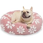 Yaning Donut Dog Beds for Small Dogs, Calming Round Cat Beds for Indoor Cats, Cute 3D Textured Flower Pet Bed with Removable Washable Cover and Anti-Slip Bottom(Pink,23")