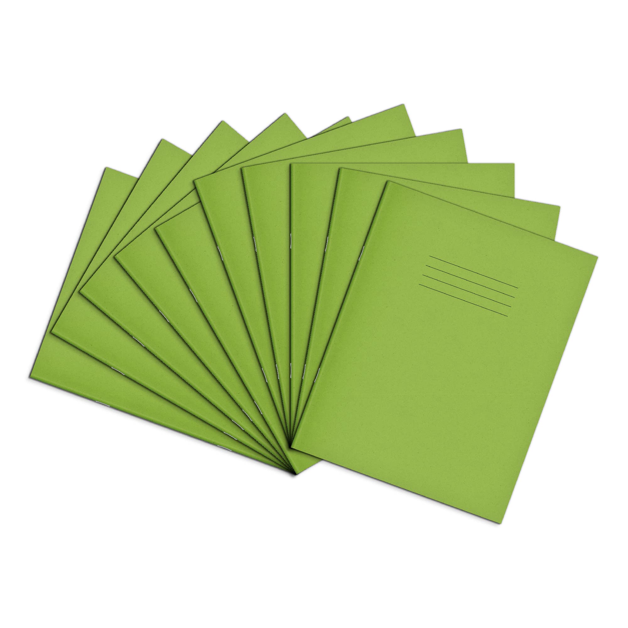 Rhino A5+ Exercise Books, 80-Page / 6mm Lined with Margin Paper Notebook, 10-Pack, 9 x 7 Writing Book, Office & School Stationery Supplies, Light Green